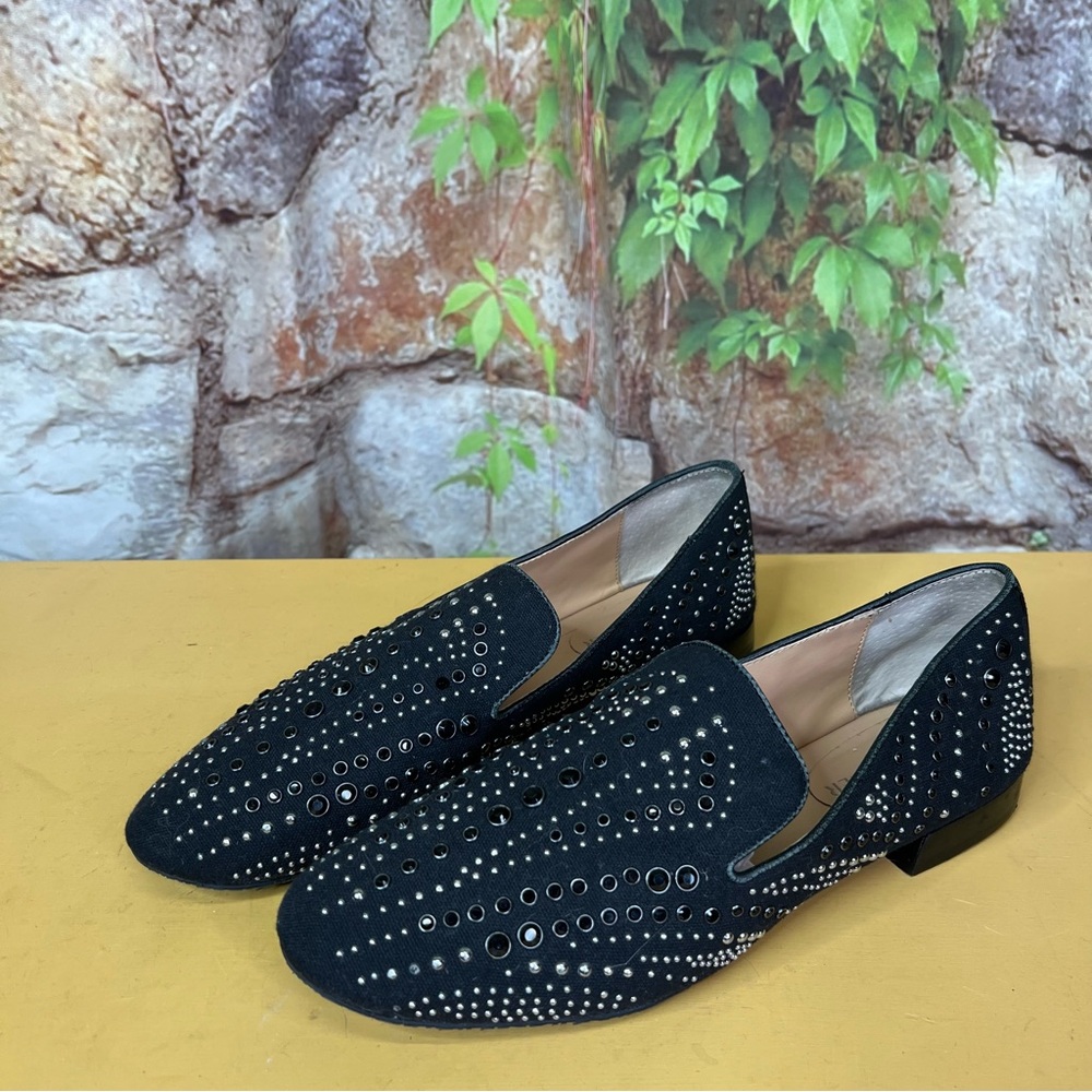 DONALD PLINER Black Textile Modern Downtown Walkable Studded Loafers, 8.5 - Picture 3 of 16